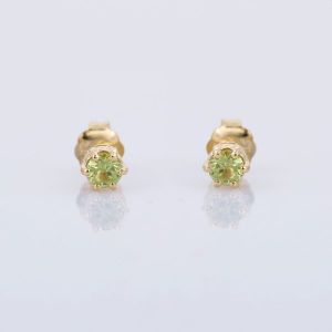 Peridot Round 14K Yellow Gold Studs