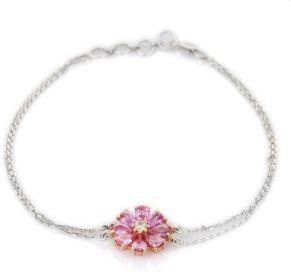 Pink Sapphire With Diamond 14K White Gold Bracelet