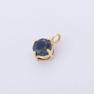 Precious Blue Sapphire Solitaire 14K Yellow Gold Pendant