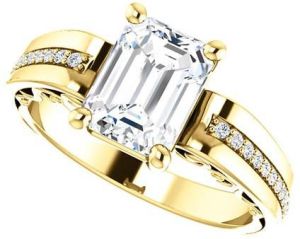 Emerald Radiant Cut Moissanite Engagement Ring