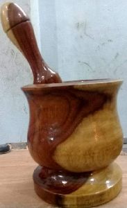 WOODEN MORTAR PESTLE