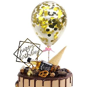 HIPPITY HOP GOLD CONFETTI BALLOON CAKE TOPPER