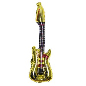 decoration hippity hop guitar shape printed gold balloon