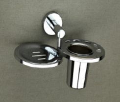 Round Series Stainless Steel Soap Dish With Tumbler Holder