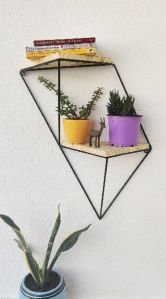 Double Tier Triangle Metal Wall Shelf