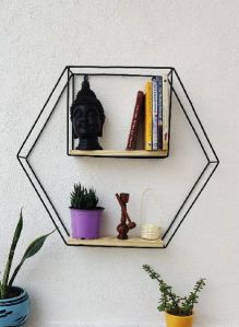 Double Tier Hex Metal Wall Shelf