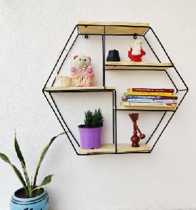 Multi Tier Hex Metal Wall Shelf