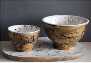 Wooden Printed Bowl & Platter Set