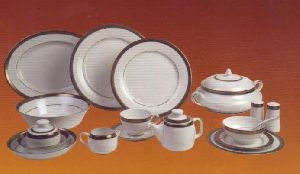 Greek Key Platinum Porcelain Dinner Set