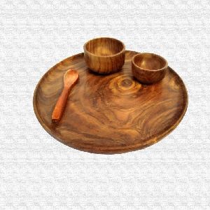 Wooden Plate & Bowl Set