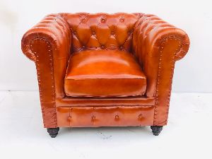 Single Seater Leather Chesterfield Sofa