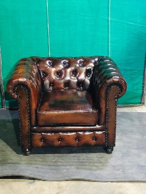 Single Seater Leather Chesterfield Sofa