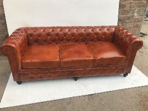 Three Seater Leather Chesterfield Sofa