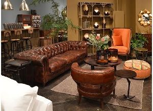 Three Seater Leather Chesterfield Sofa