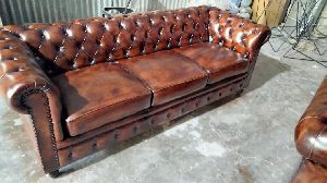 Three Seater Leather Chesterfield Sofa