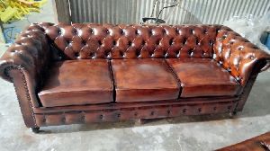 Three Seater Leather Chesterfield Sofa