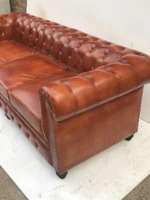 Three Seater Leather Chesterfield Sofa