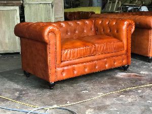 Two Seater Leather Chesterfield Sofa