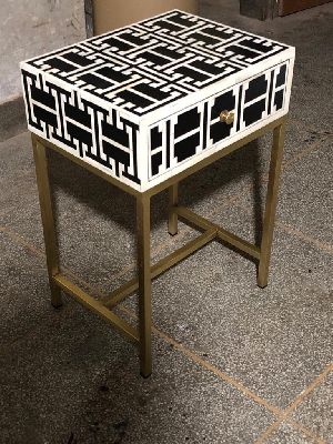 Bone Inlay Bedside Table