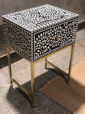 Bone Inlay Bedside Table
