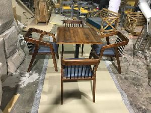 Wooden Cafe Table And Chair Set