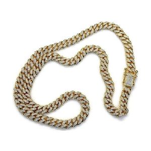 10.00 Carat Round Diamond Link Chain Necklace For Mens