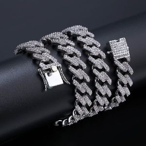 14 Mm Hip Hop Cuban Link Chain 14k White Gold 24.00 Carat For Men