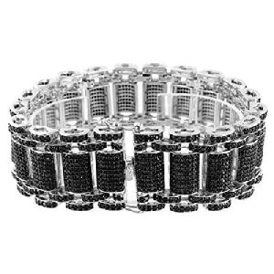 17.40 Carat Black Diamond Hip Hop Bracelet In 14k White Gold