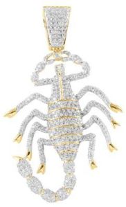 2.90 Carats Hip-Hop Scorpio Diamond Pendant In 14K Yellow Gold