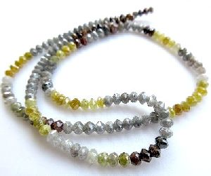 30 Inch Natural Fancy Mix Color Diamond Beads Necklace