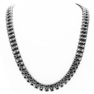 37.00 Carat Men Black Diamond Chain Necklace In 14k White Gold