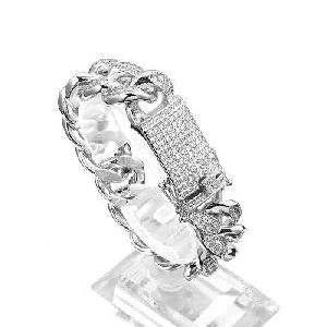 5.00 Carat Cuban Link Diamond Bracelet In 14k White Gold