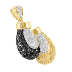 5.52 Carat Multi Tone Black Yellow Diamond Knock Out Pendant In 14k Yellow Gold