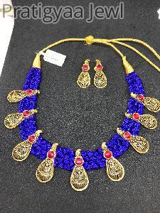 Silk Thread Gold Necklace Set