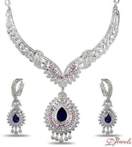 Diamond Necklace Set Changeable Stone Set