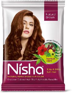 Nisha Henna Based Hair Color 15g Each Sachet No Ammonia Brown (Pack of 10)