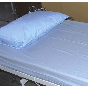 Plain Sky Blue Non Woven Bed Sheet And Pillow Cover