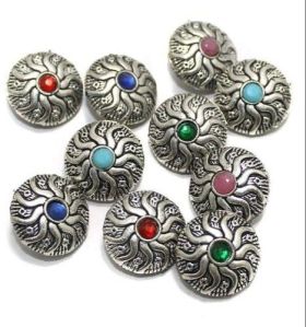 German Silver Stone Beads