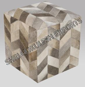 Leather Pouf and Ottoman