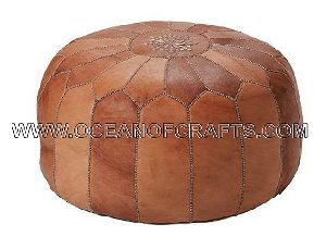 Moroccan Leather Pouf and Ottoman