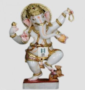 Dancing Marble Ganesh Statue