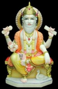 Marble Brahma Ji Statue in pure white marble