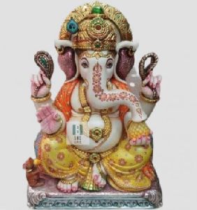 Marble Ganesh Murti in pure white marble