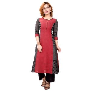 Cotton Kurti with Palazzo Dupatta Set