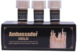 Ambassador Gold Finest Round Wooden Toothpicks