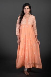 Chikankari Georgette Anarkali Kurti