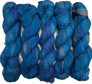 Blue Sari Silk Ribbon