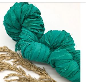 Green Sari Silk Ribbon
