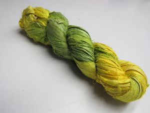 Green Yellow Sari Silk Ribbon