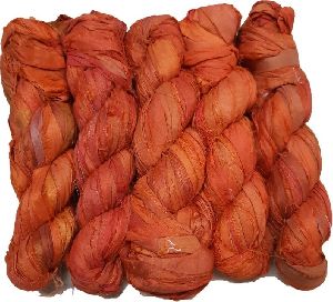 Orange Sari Silk Ribbon